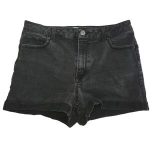 WAX JEAN Women's Black Denim High‎ Waisted Shorts Style 90232 Size XL